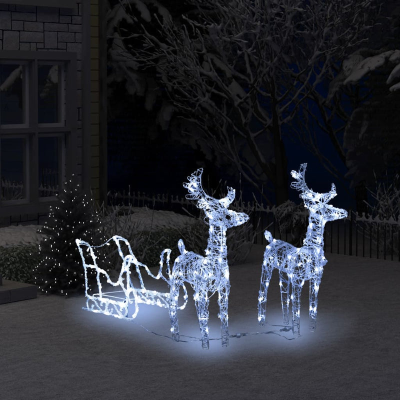 vidaXL Reindeers & Sleigh Christmas Decoration 160 LEDs 130 cm Acrylic
