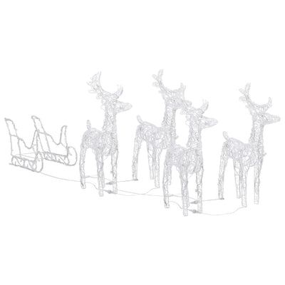 vidaXL Reindeers & Sleigh Christmas Decoration 280x28x55 cm Acrylic