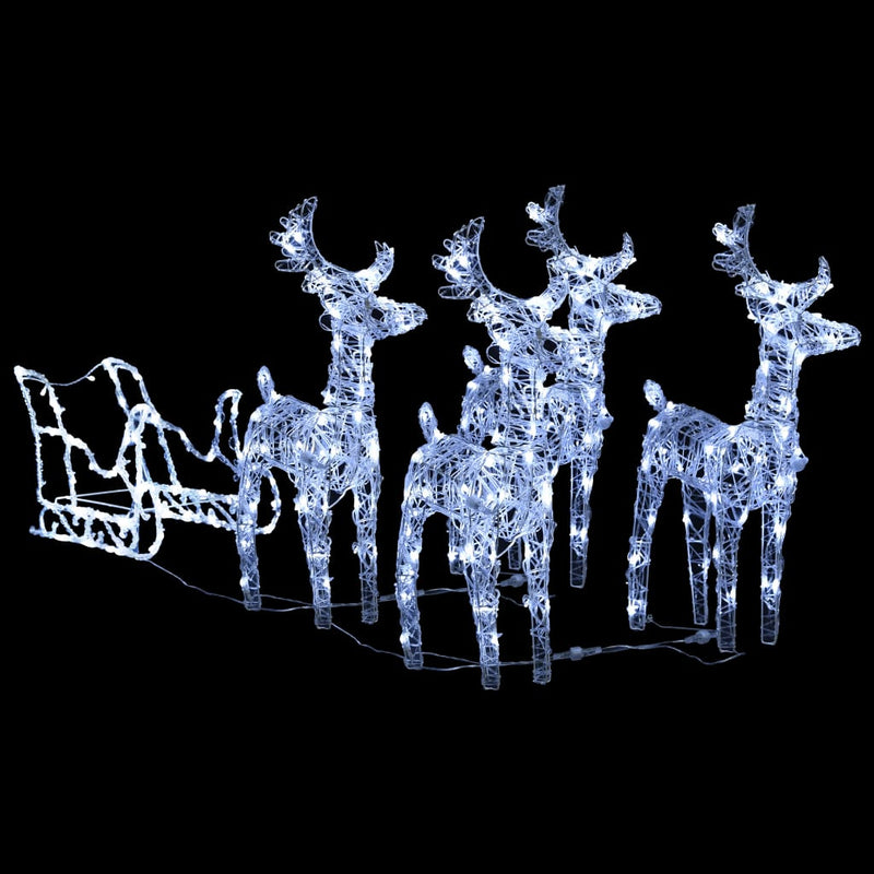 vidaXL Reindeers & Sleigh Christmas Decoration 280x28x55 cm Acrylic