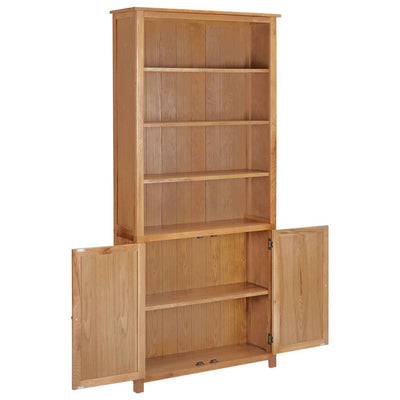 vidaXL Bookcase with 2 Doors 90x30x200 cm Solid Oak Wood