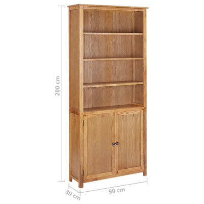 vidaXL Bookcase with 2 Doors 90x30x200 cm Solid Oak Wood