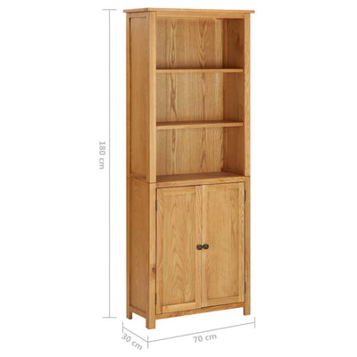 vidaXL Bookcase with 2 Doors 90x30x200 cm Solid Oak Wood