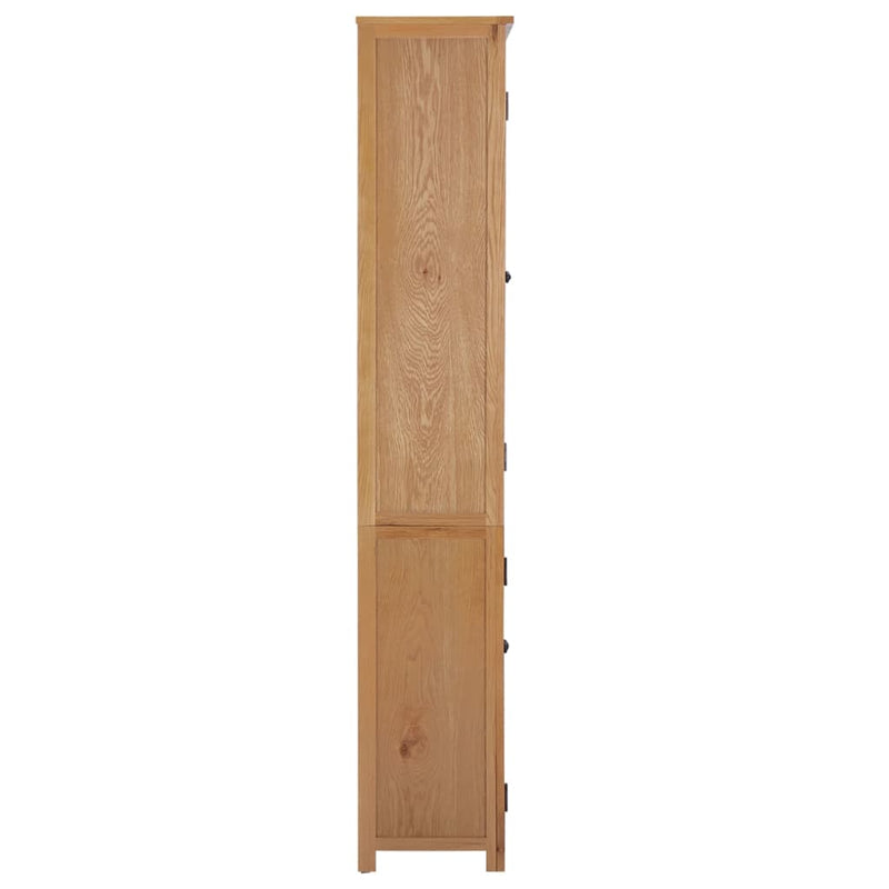 vidaXL Bookcase with 4 Doors 90x35x200 cm Solid Oak Wood and Glass