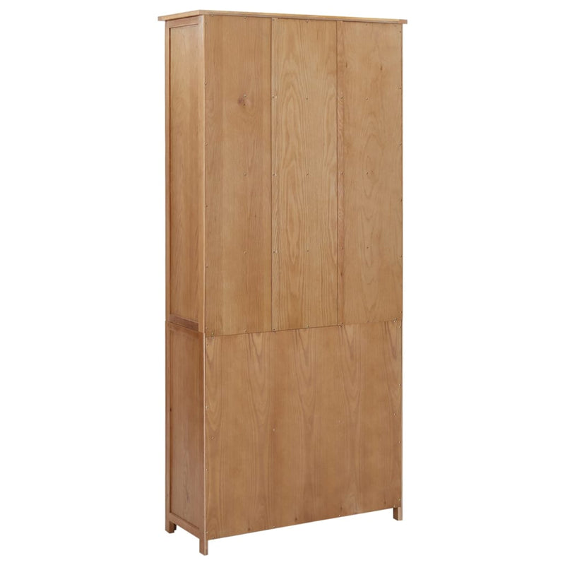 vidaXL Bookcase with 4 Doors 90x35x200 cm Solid Oak Wood and Glass