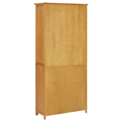 vidaXL Bookcase with 4 Doors 80x35x180 cm Solid Oak Wood and Glass