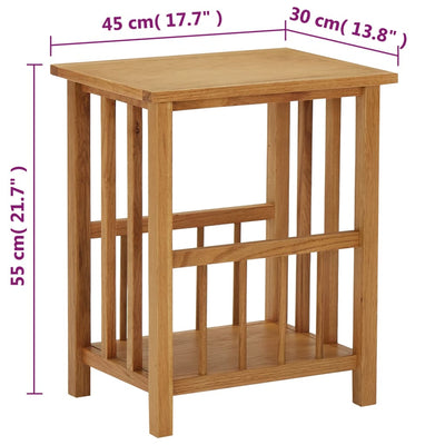 vidaXL Magazine Table 45x35x55 cm Solid Oak Wood