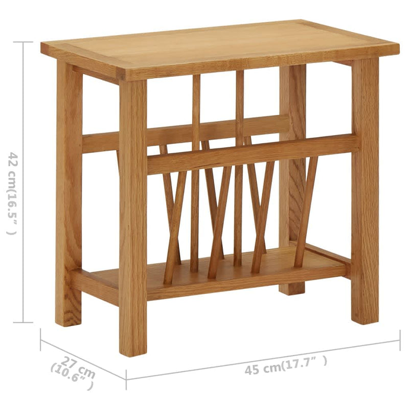 vidaXL Magazine Table 45x35x55 cm Solid Oak Wood
