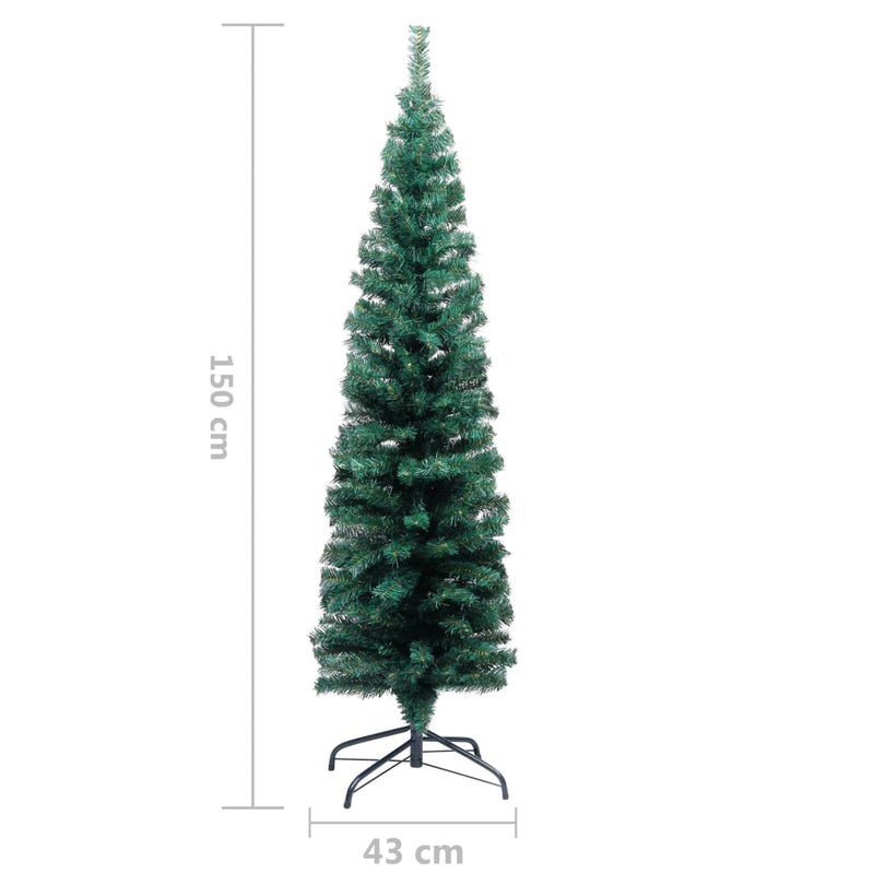 vidaXL Slim Artificial Christmas Tree with Stand Green 180 cm PVC