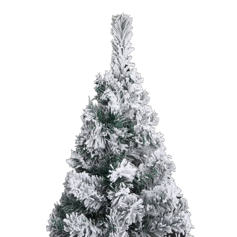 vidaXL Slim Artificial Christmas Tree with Flocked Snow Green 210 cm PVC