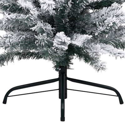 vidaXL Slim Artificial Christmas Tree with Flocked Snow Green 210 cm PVC