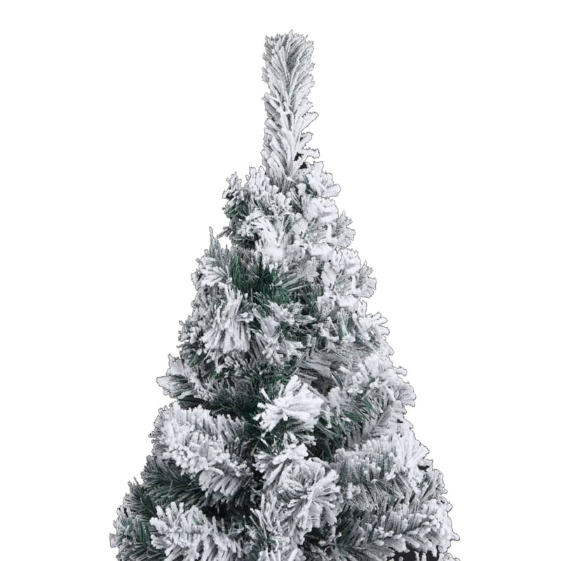 vidaXL Slim Artificial Christmas Tree with Flocked Snow Green 210 cm PVC