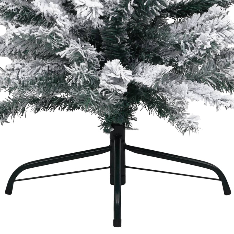 vidaXL Slim Artificial Christmas Tree with Flocked Snow Green 210 cm PVC