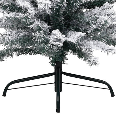 vidaXL Slim Artificial Christmas Tree with Flocked Snow Green 210 cm PVC