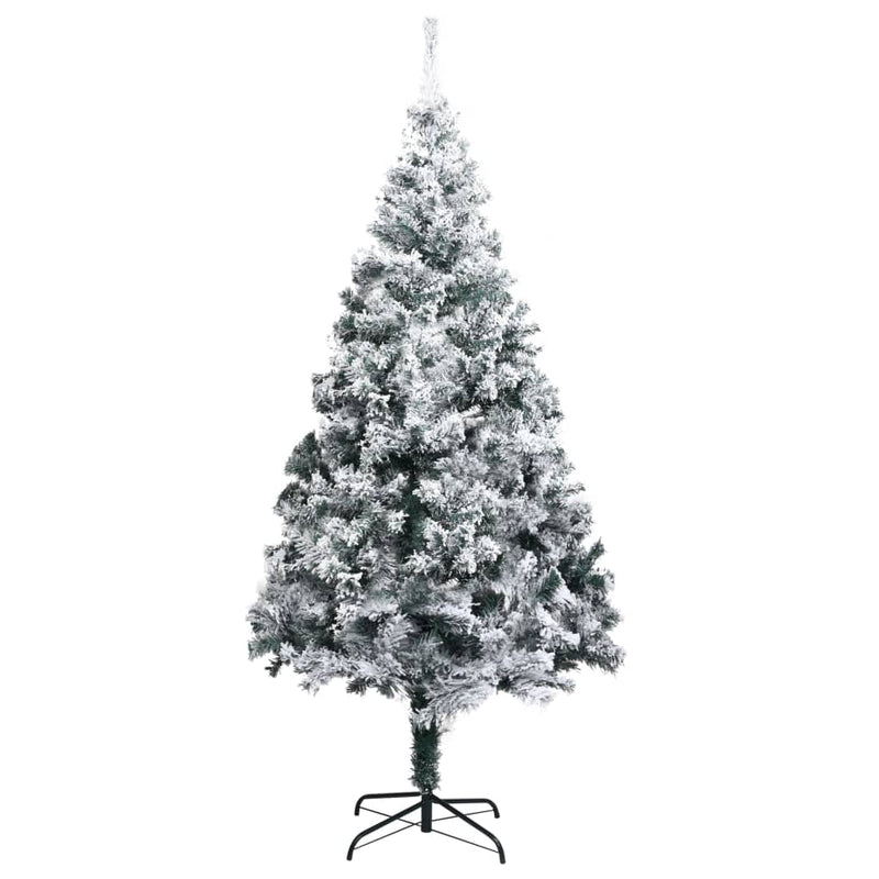 vidaXL Artificial Christmas Tree with Flocked Snow Green 210 cm PVC