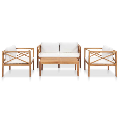 vidaXL 4 Piece Garden Lounge Set with Cushions Solid Teak Wood