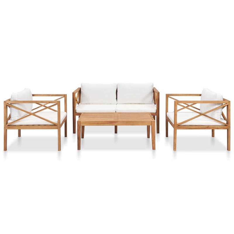 vidaXL 4 Piece Garden Lounge Set with Cushions Solid Teak Wood