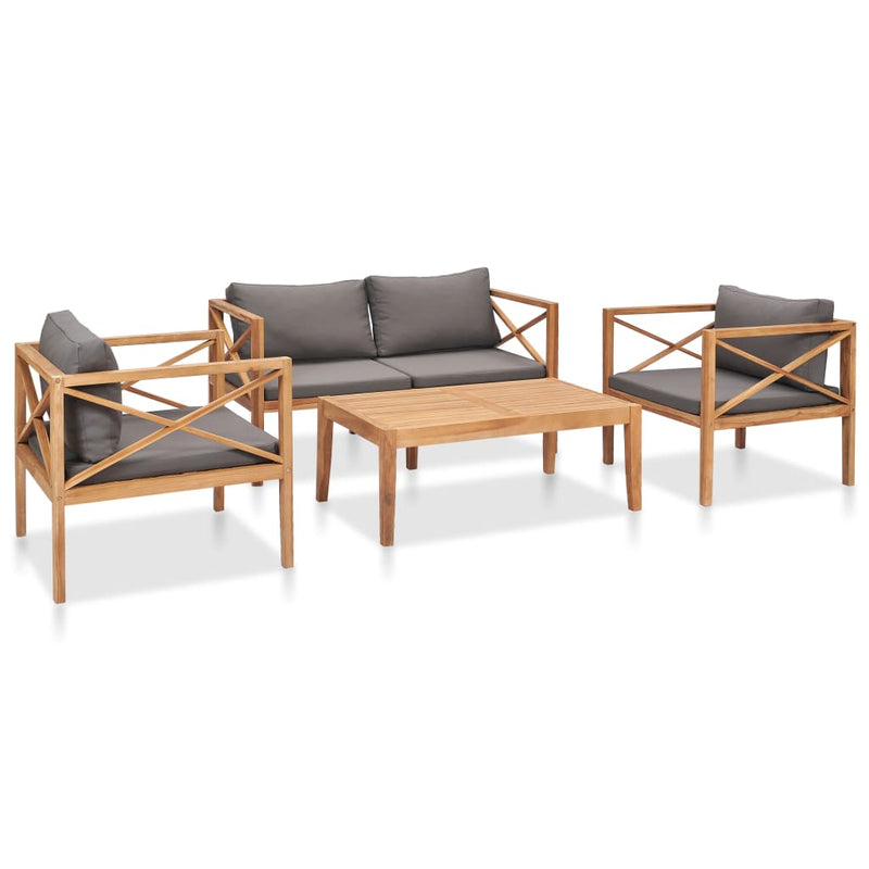 vidaXL 4 Piece Garden Lounge Set with Cushions Solid Teak Wood