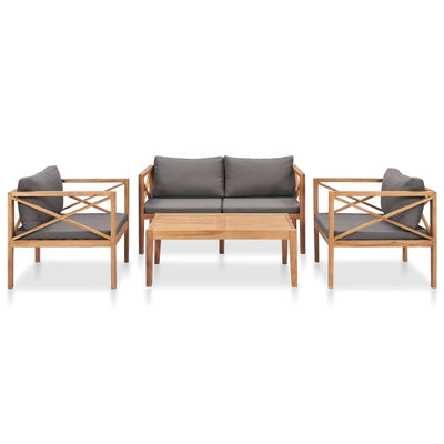 vidaXL 4 Piece Garden Lounge Set with Cushions Solid Teak Wood