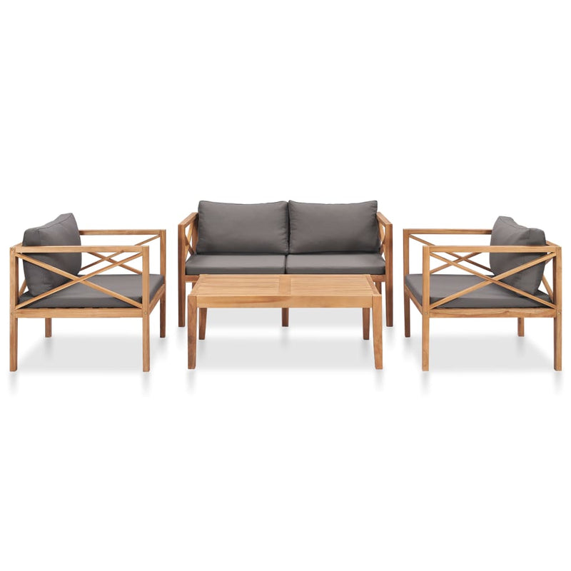 vidaXL 4 Piece Garden Lounge Set with Cushions Solid Teak Wood