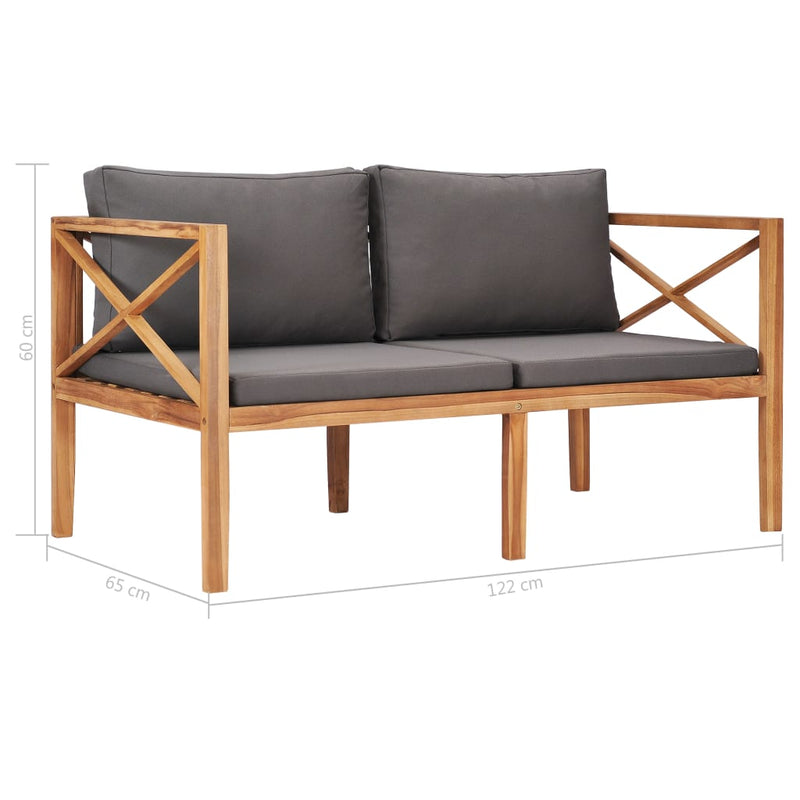vidaXL 4 Piece Garden Lounge Set with Cushions Solid Teak Wood