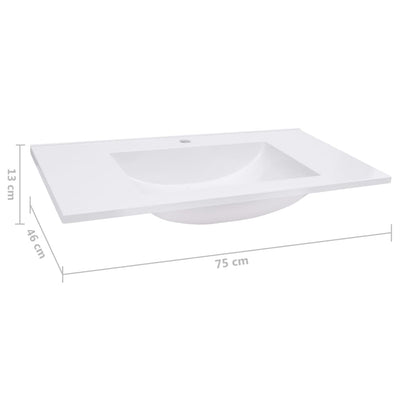 vidaXL Built-in Wash Basin 800x460x130 mm SMC White