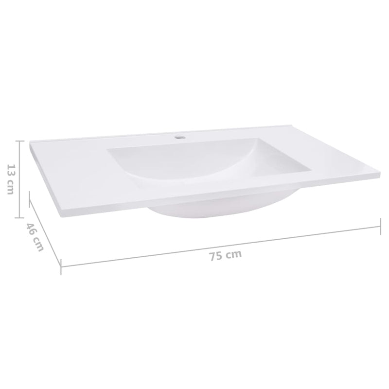 vidaXL Built-in Wash Basin 800x460x130 mm SMC White
