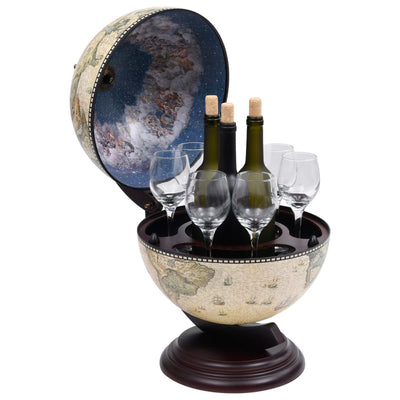 vidaXL Tabletop Globe Bar Wine Stand Eucalyptus Wood