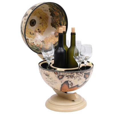 vidaXL Tabletop Globe Bar Wine Stand Eucalyptus Wood