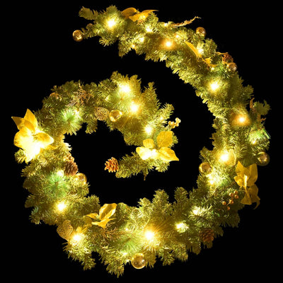 vidaXL Christmas Garland with LED Lights Green 2.7 m PVC