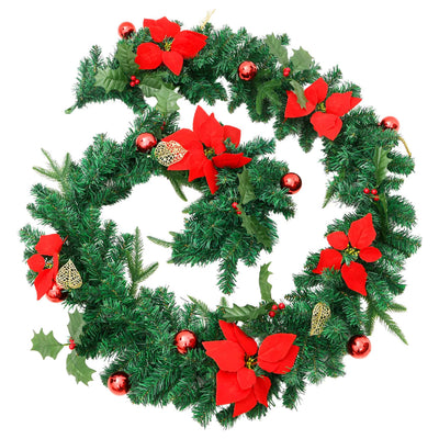 vidaXL Christmas Garland with LED Lights Green 2.7 m PVC