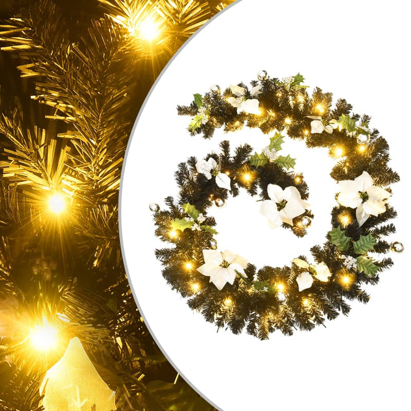 vidaXL Christmas Garland with LED Lights Black 2.7 m PVC