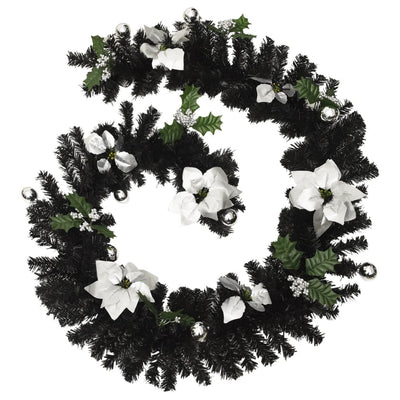vidaXL Christmas Garland with LED Lights Black 2.7 m PVC