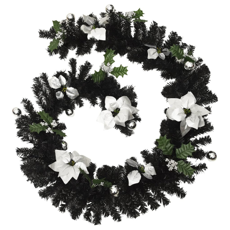 vidaXL Christmas Garland with LED Lights Black 2.7 m PVC