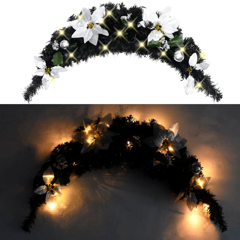 vidaXL Christmas Arch with LED Lights Black 90 cm PVC