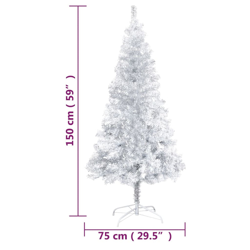 vidaXL Artificial Christmas Tree with Stand Silver 210 cm PET