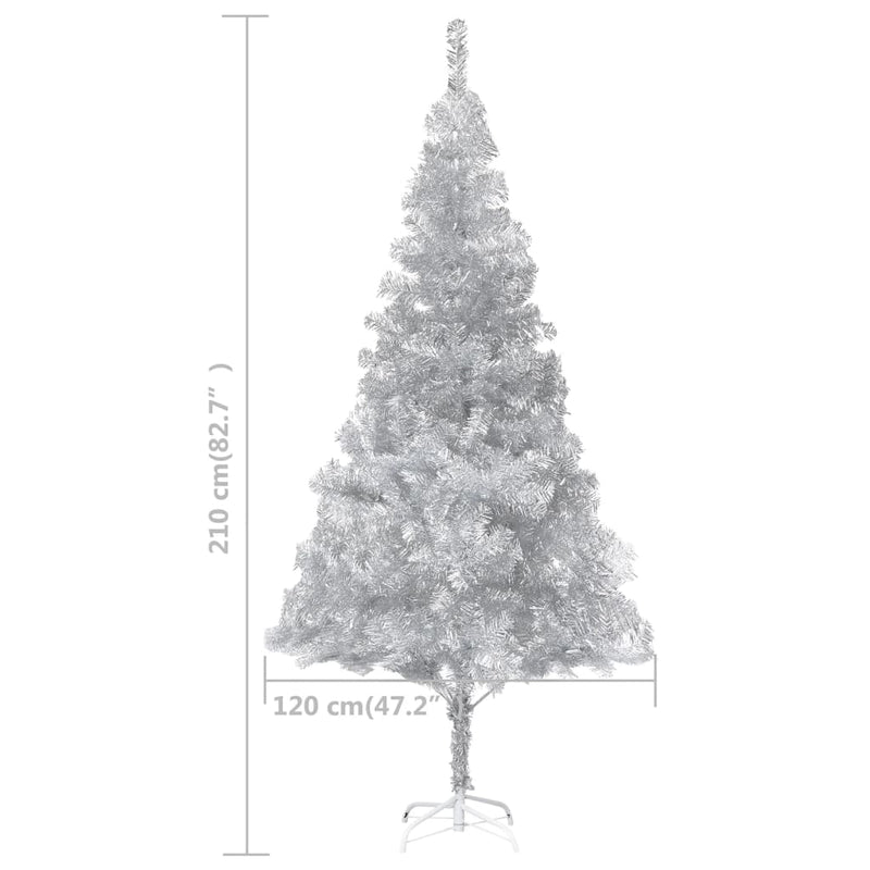 vidaXL Artificial Christmas Tree with Stand Silver 210 cm PET