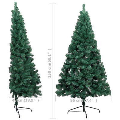 vidaXL Artificial Half Christmas Tree with Stand Green 150 cm PVC