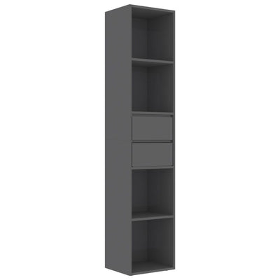 vidaXL Book Cabinet High Gloss Grey 36x30x171 cm Engineered Wood