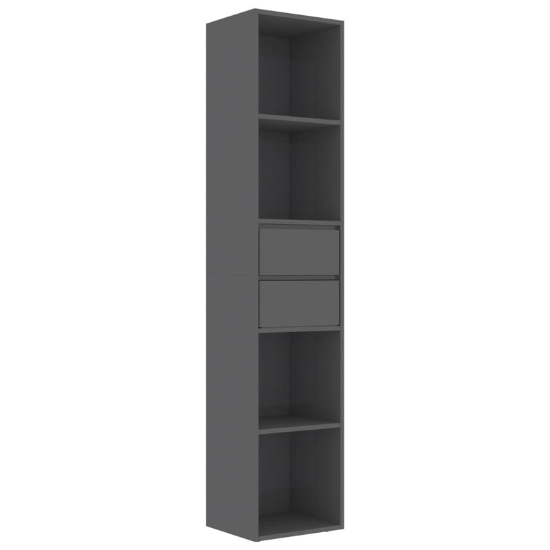 vidaXL Book Cabinet High Gloss Grey 36x30x171 cm Engineered Wood