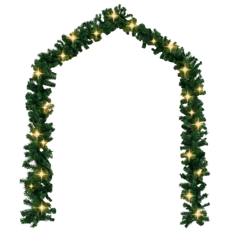 vidaXL Christmas Garland with LED Lights Green 10 m PVC