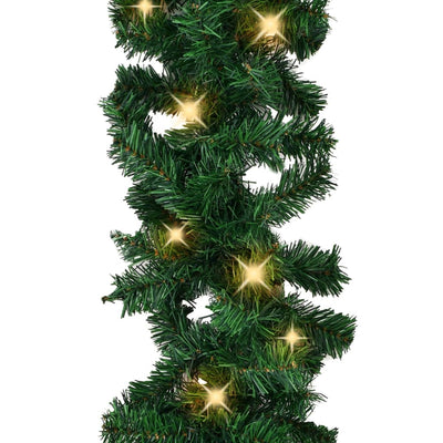 vidaXL Christmas Garland with LED Lights Green 10 m PVC