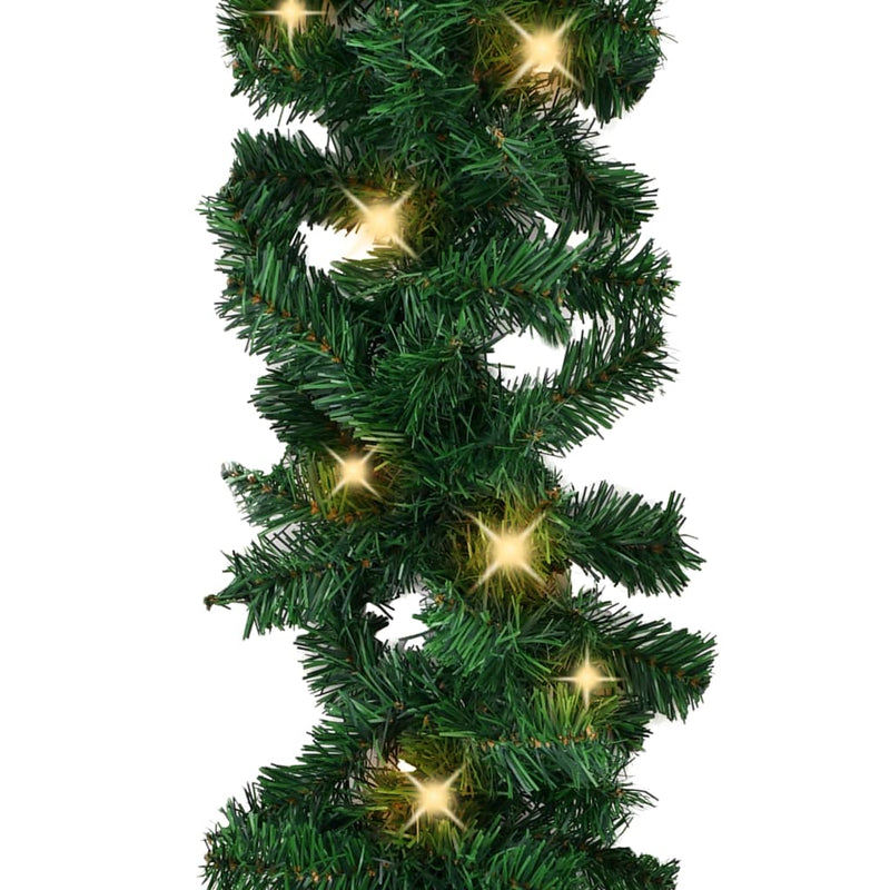 vidaXL Christmas Garland with LED Lights Green 10 m PVC