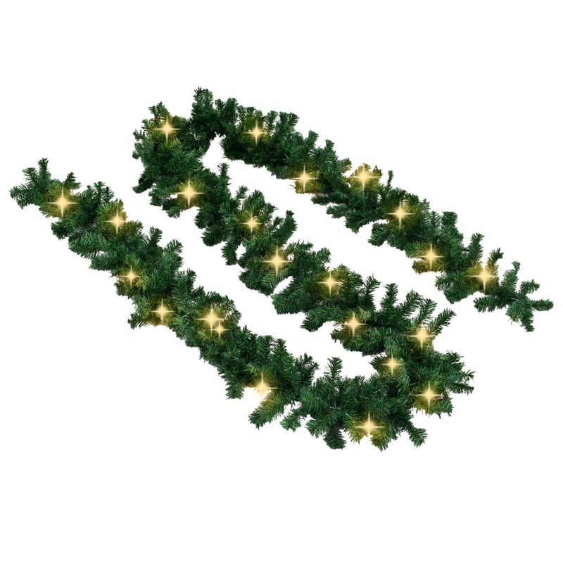 vidaXL Christmas Garland with LED Lights Green 10 m PVC