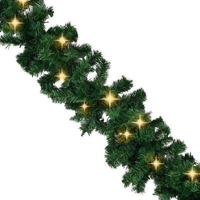 vidaXL Christmas Garland with LED Lights Green 10 m PVC