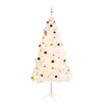 vidaXL Artificial Pre-lit Christmas Tree with Baubles White 180 cm