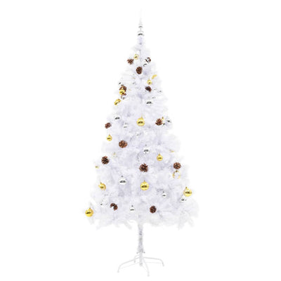 vidaXL Artificial Pre-lit Christmas Tree with Baubles White 180 cm