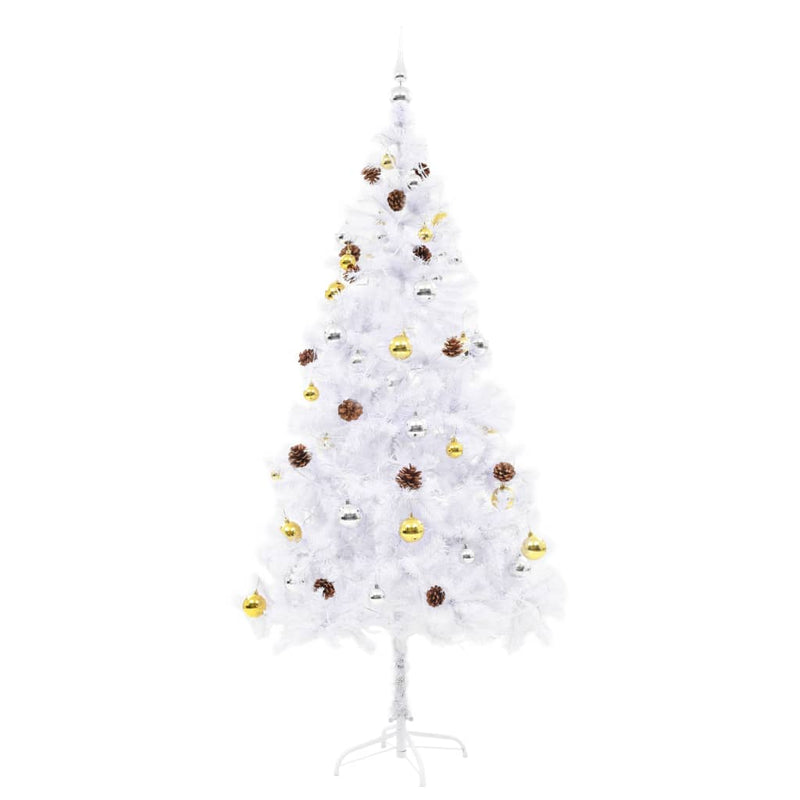 vidaXL Artificial Pre-lit Christmas Tree with Baubles White 180 cm