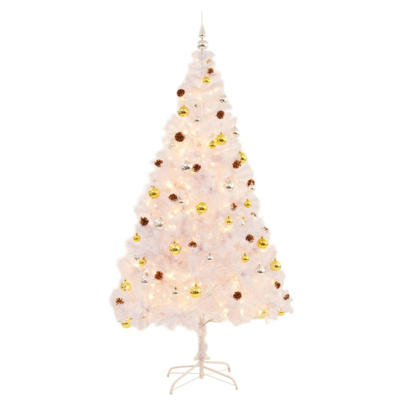vidaXL Artificial Pre-lit Christmas Tree with Baubles Green 180 cm