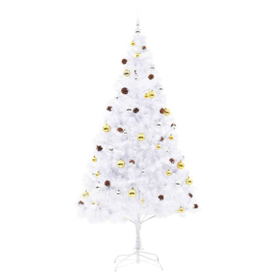 vidaXL Artificial Pre-lit Christmas Tree with Baubles Green 180 cm