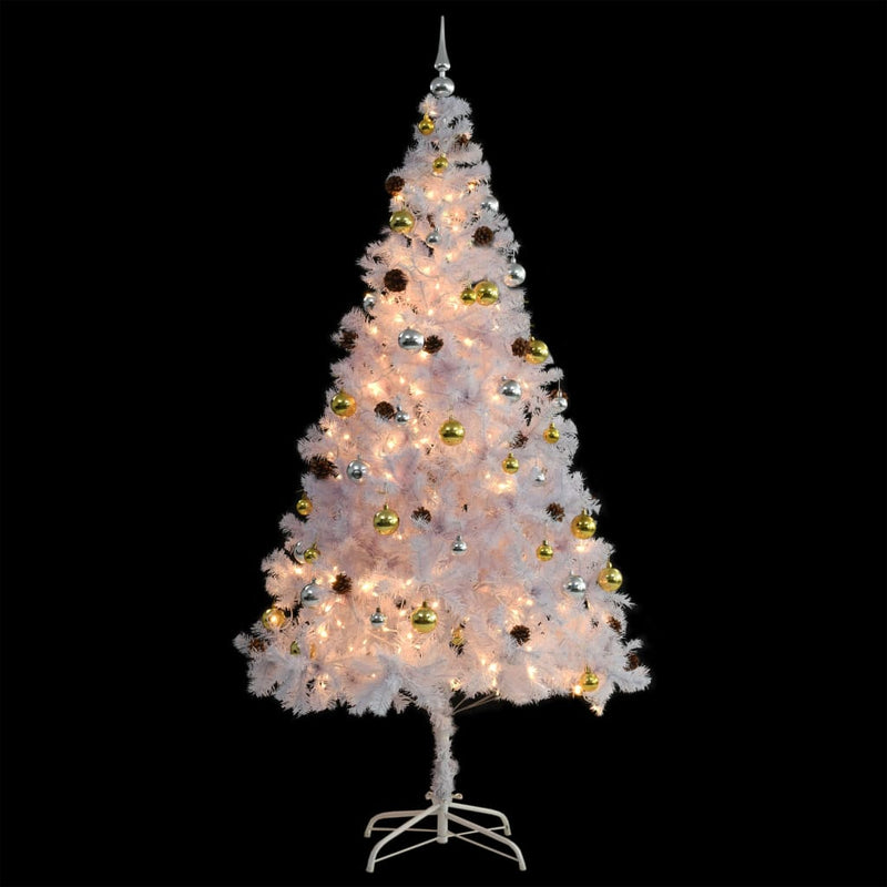 vidaXL Artificial Pre-lit Christmas Tree with Baubles Green 180 cm